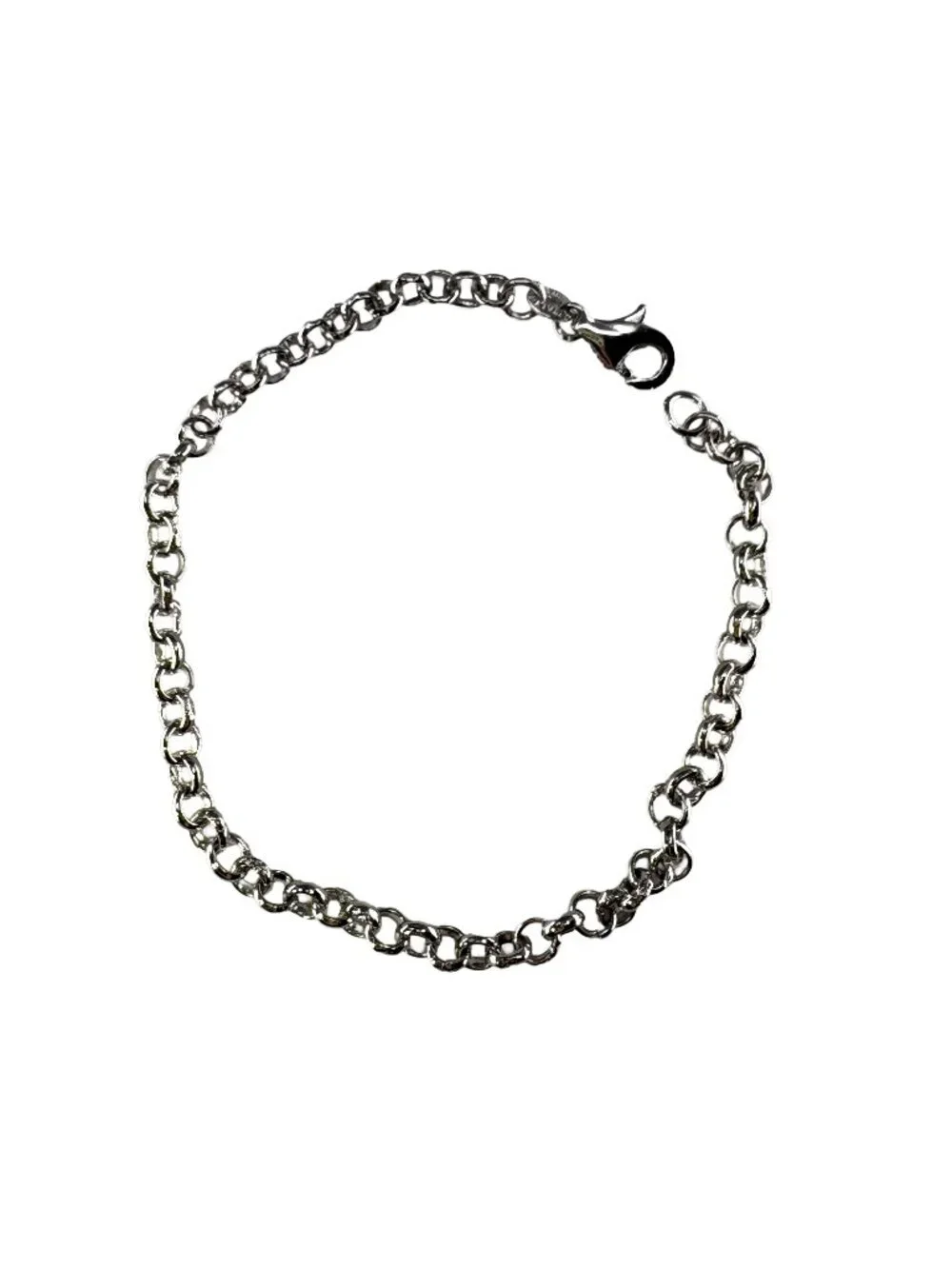 925 Sterling Silver Rolo Chain Bracelet 4mm Round Link Belcher 190mm 5.83g